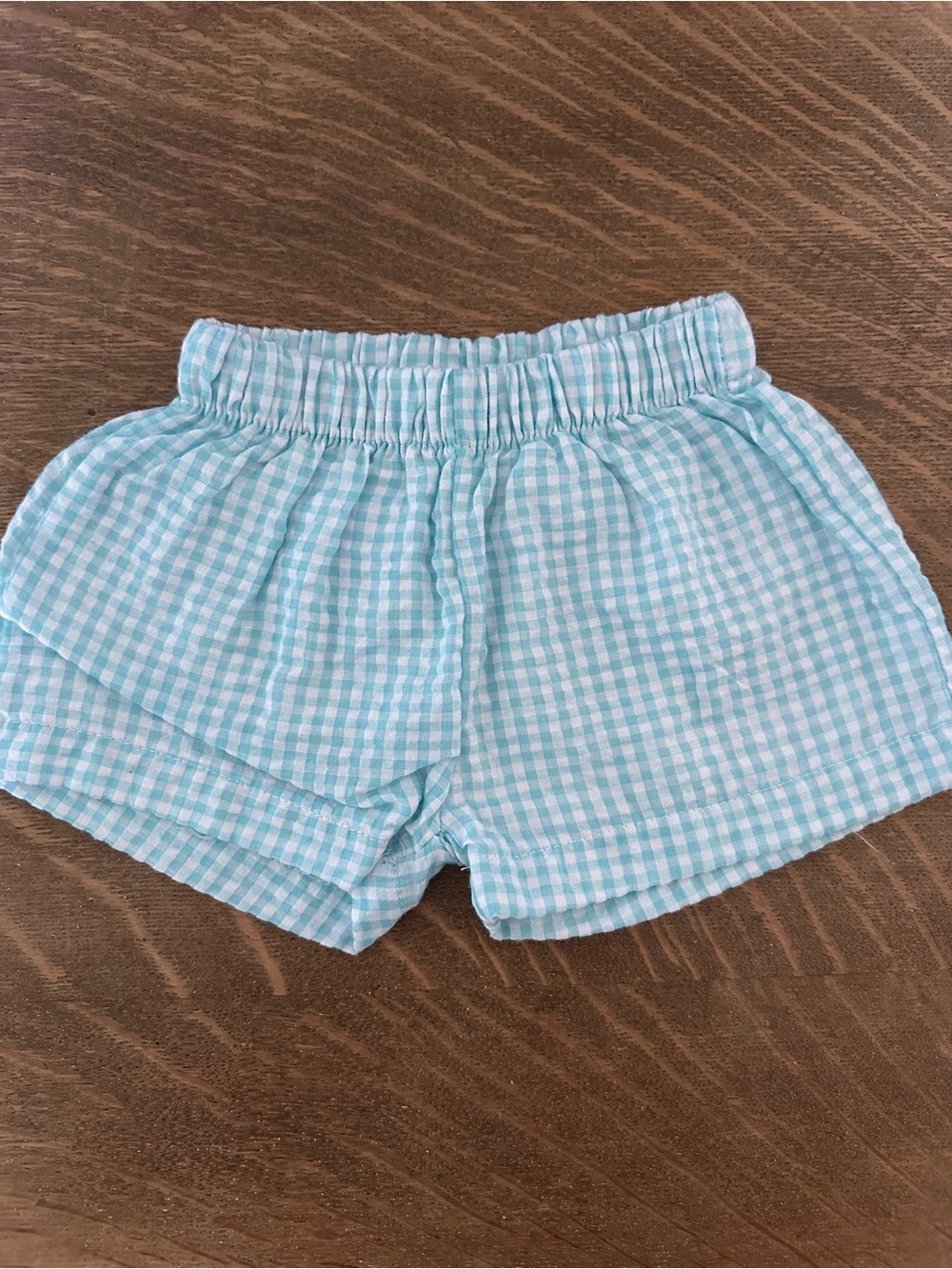 Toddler Light Blue Gingham Elastic-Waist Shorts